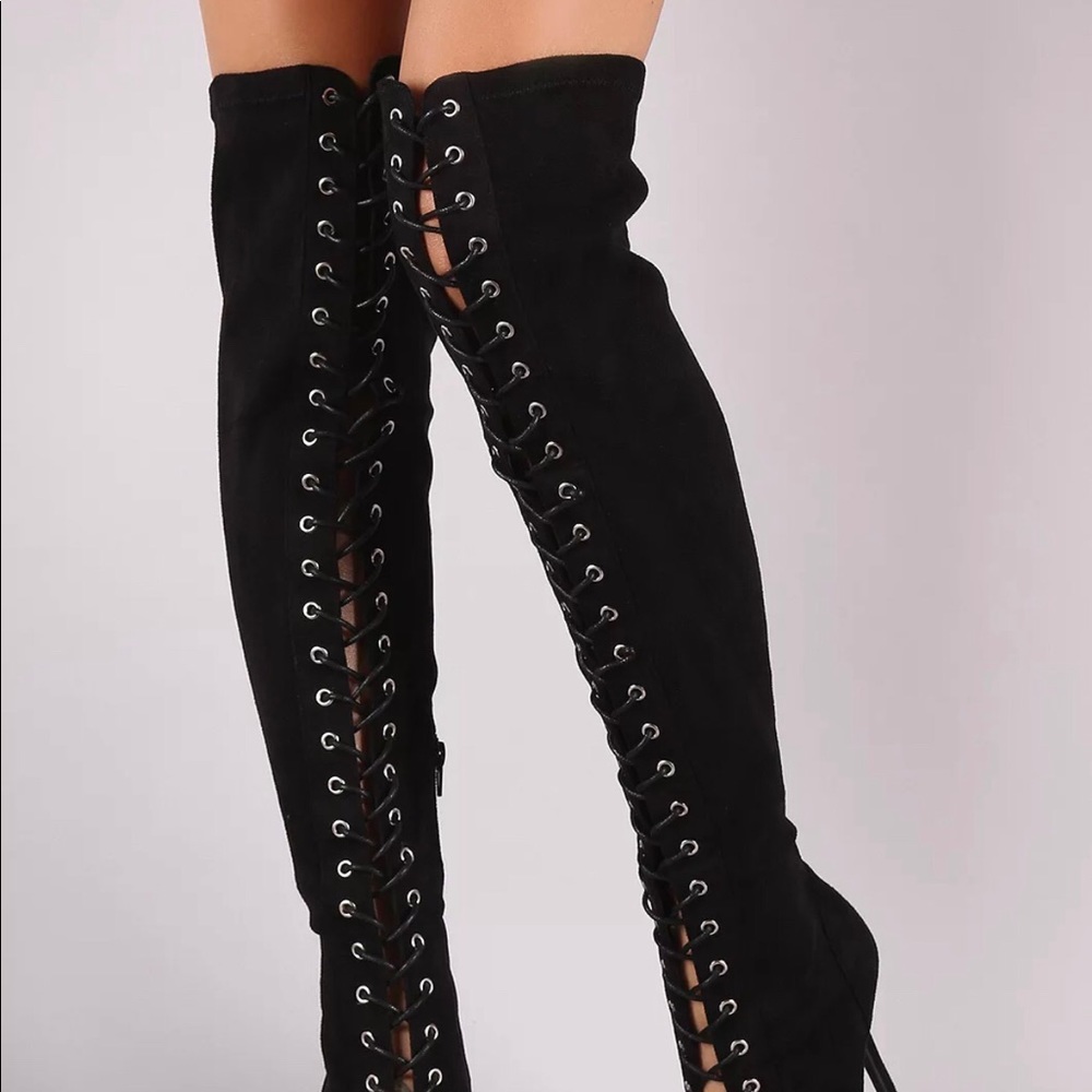 Peep toe over the knee boot
